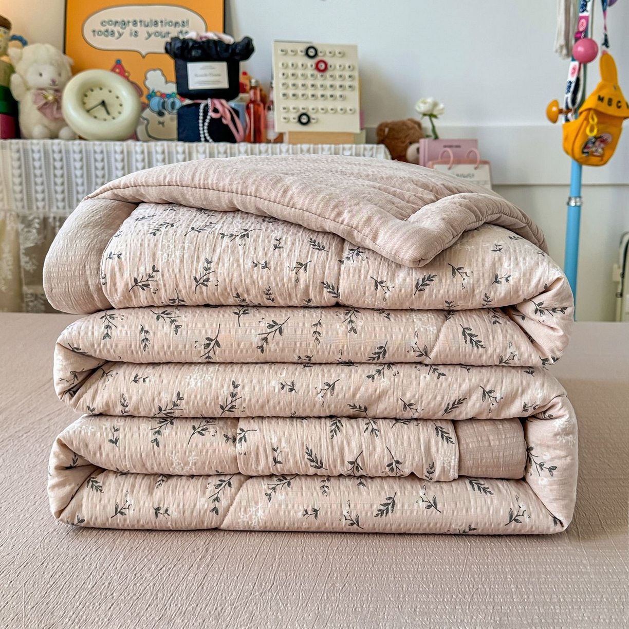 91家纺网 家纺一手货源 找家纺 瑞禾家纺 2026新款皱皱棉双层纱夏被四件套下载文件包含买家秀 莫奈雅致