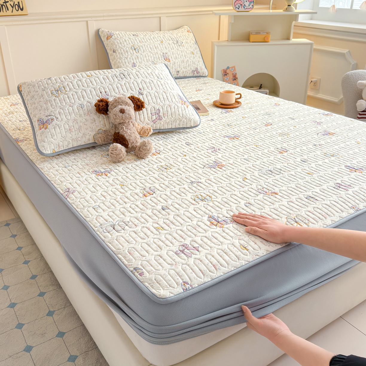 91家纺网 家纺一手货源 找家纺 （总）莱登卡奴 2026新款A类凉感丝锦氨印花凉席床笠款凉席席子系列