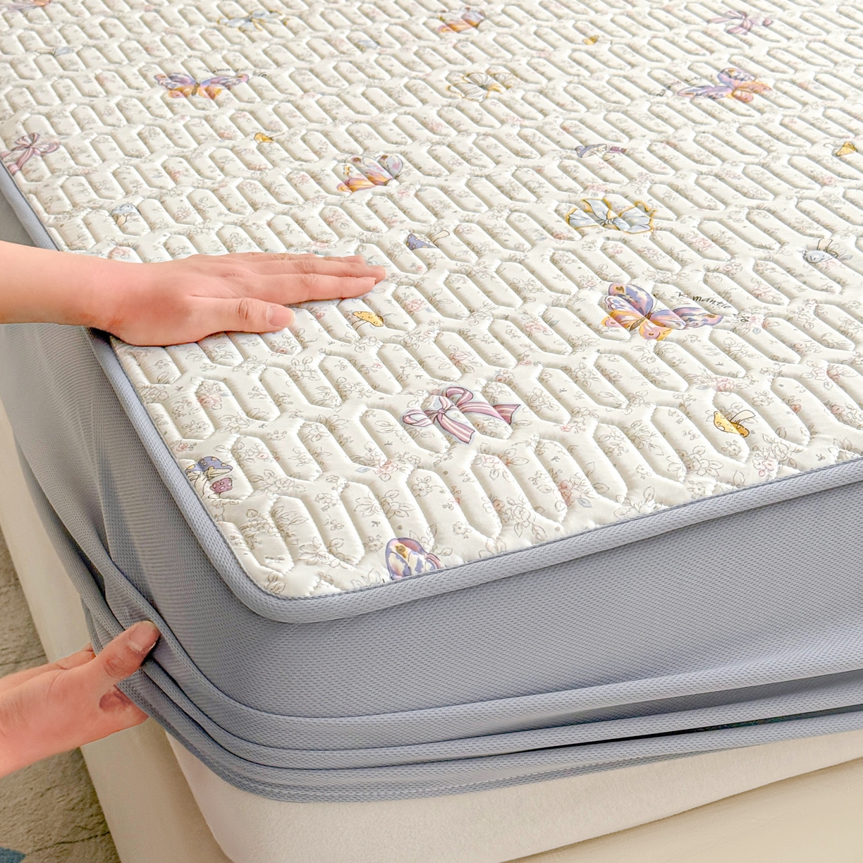 91家纺网 家纺一手货源 找家纺 （总）莱登卡奴 2026新款A类凉感丝锦氨印花凉席床笠款凉席席子系列