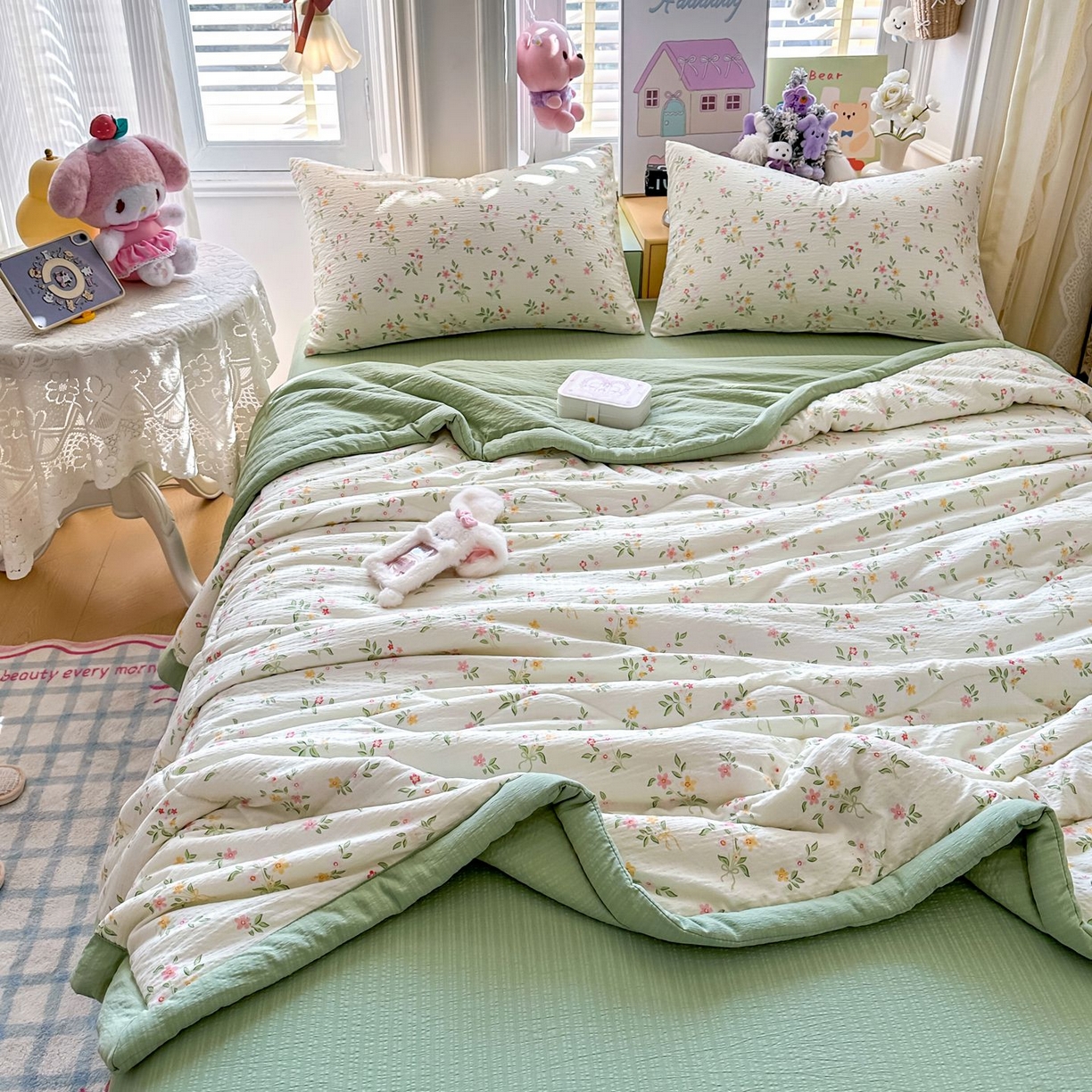 91家纺网 家纺一手货源 找家纺 瑞禾家纺 2026新款皱皱棉双层纱夏被四件套下载文件包含买家秀 沁园春