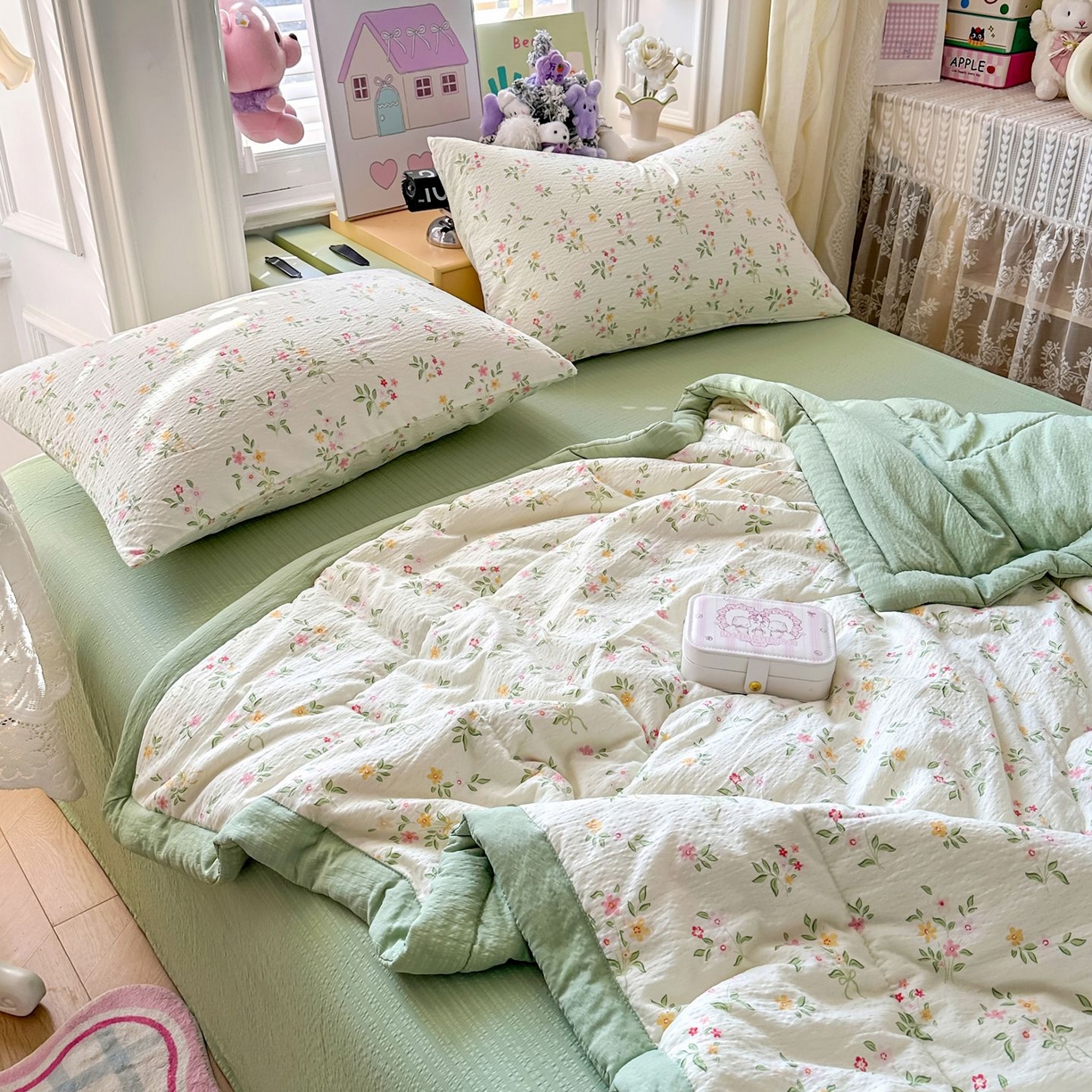 91家纺网 家纺一手货源 找家纺 瑞禾家纺 2026新款皱皱棉双层纱夏被四件套下载文件包含买家秀 沁园春