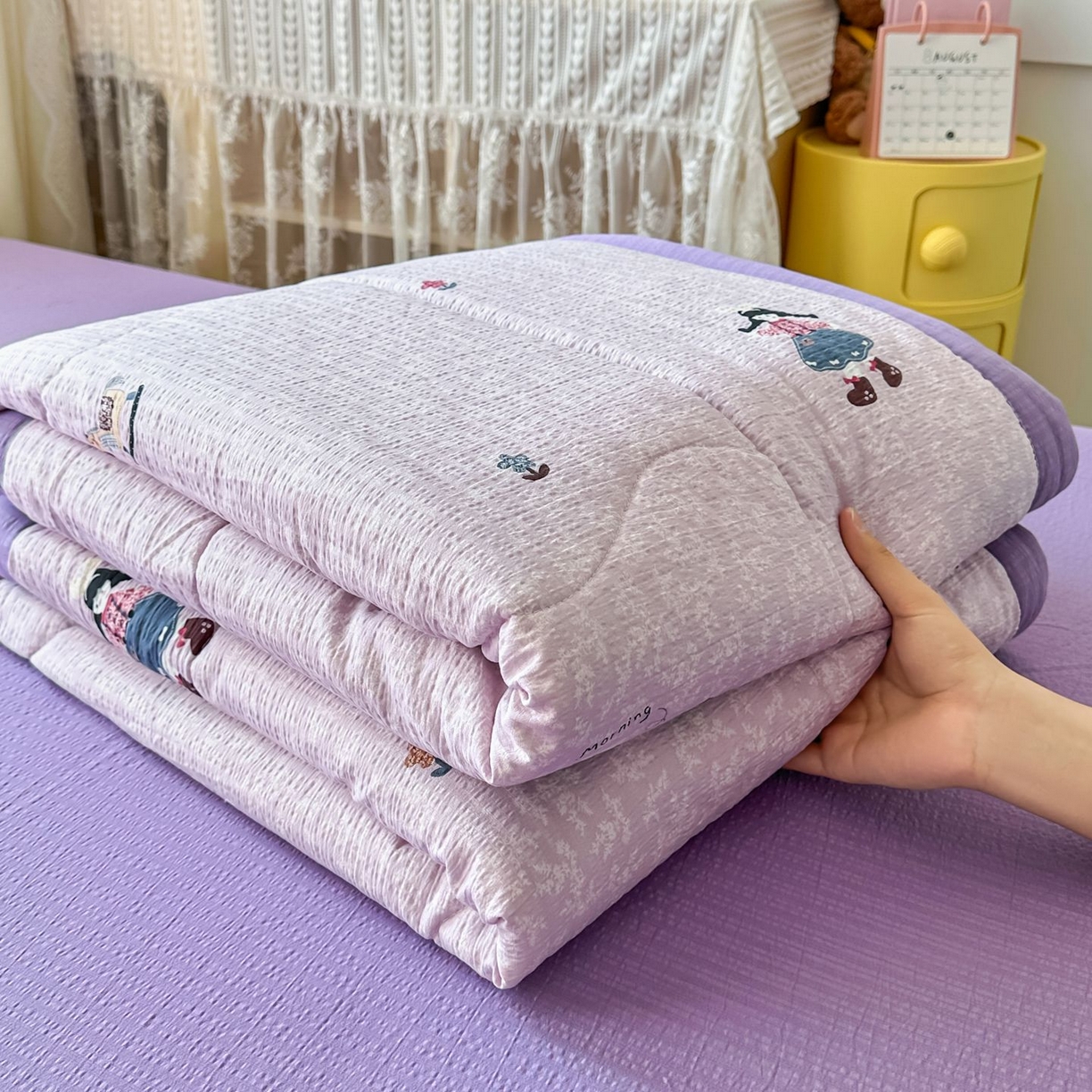 91家纺网 家纺一手货源 找家纺 瑞禾家纺 2026新款皱皱棉双层纱夏被四件套下载文件包含买家秀 柔光邂逅