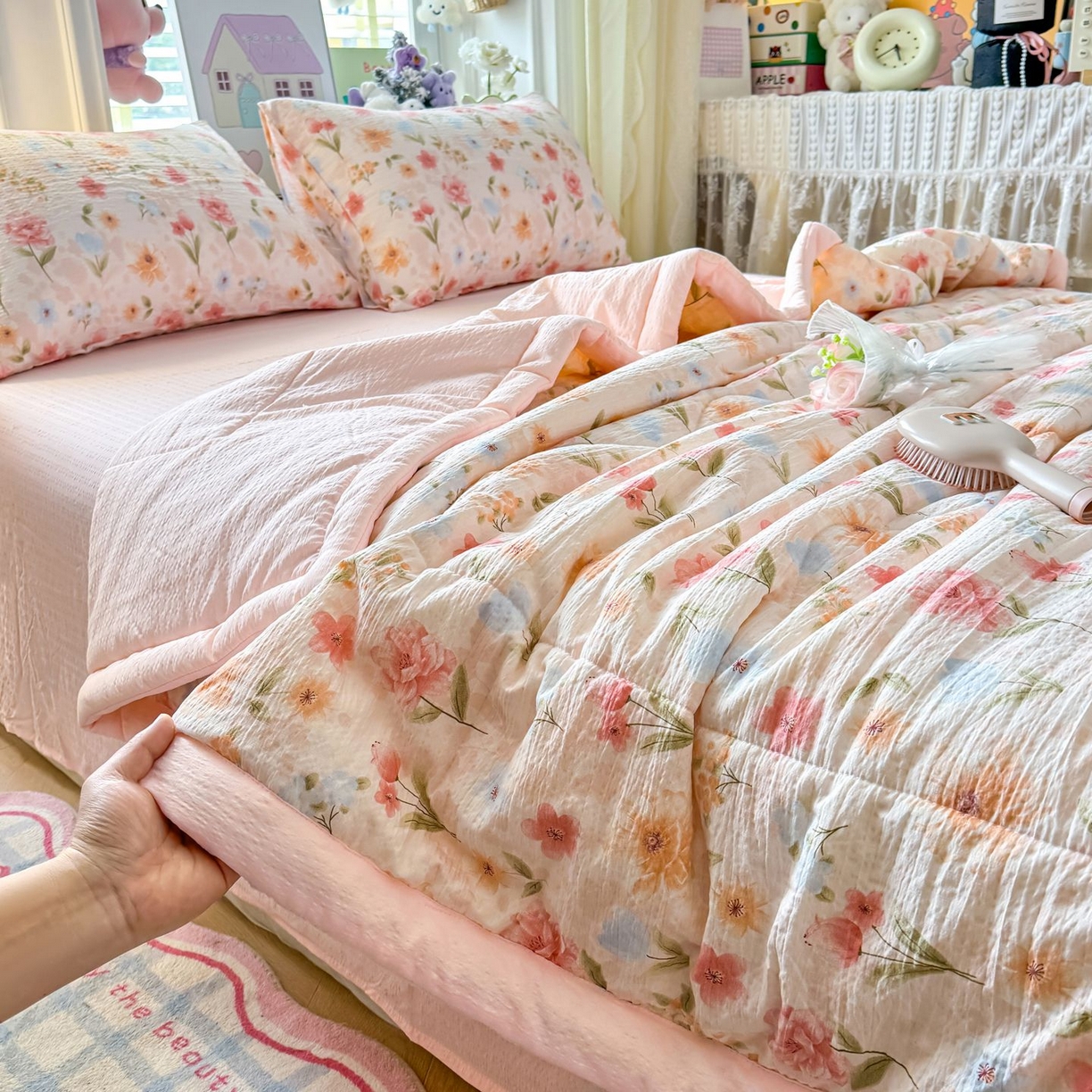 91家纺网 家纺一手货源 找家纺 瑞禾家纺 2026新款皱皱棉双层纱夏被四件套下载文件包含买家秀 温柔蜜语