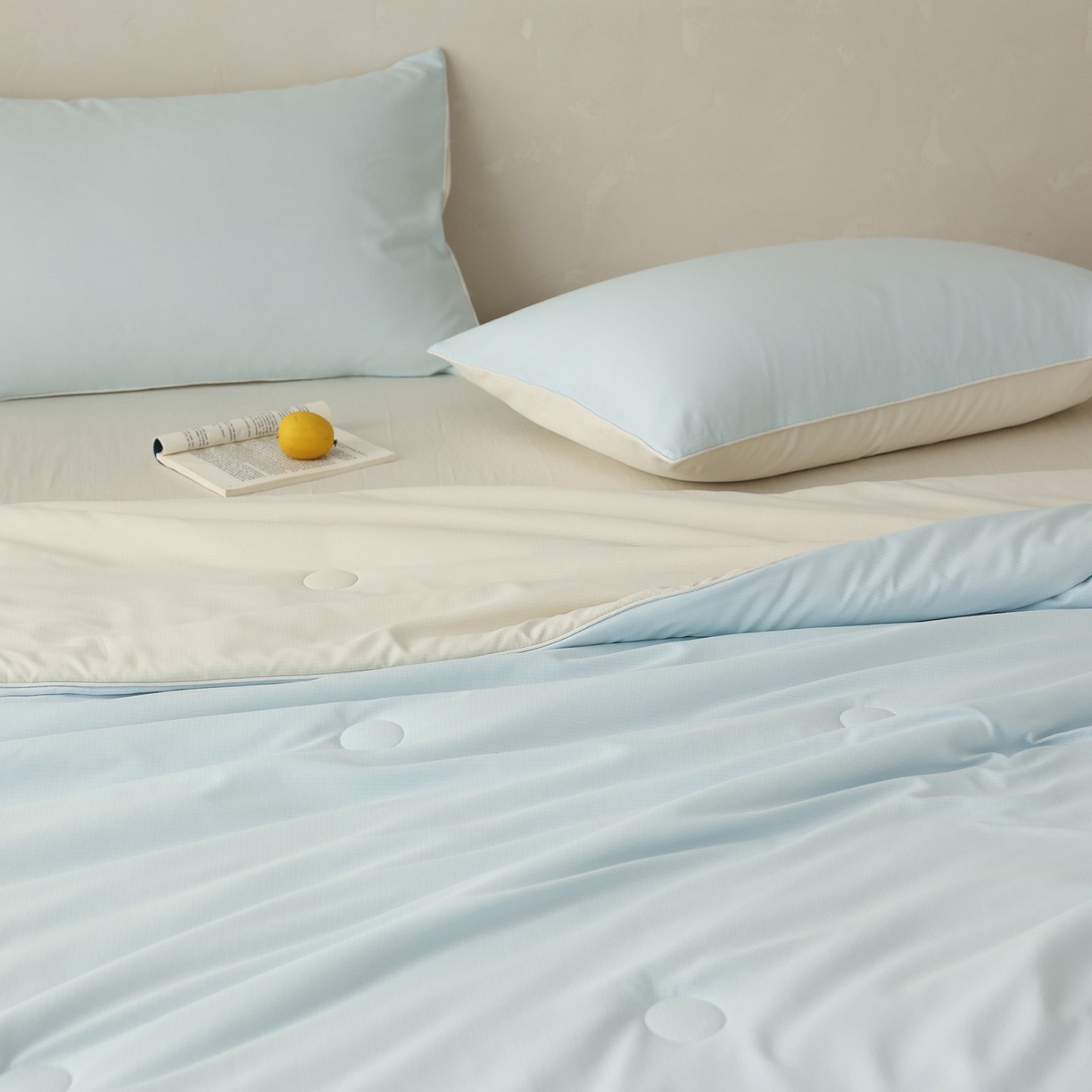 91家纺网 家纺一手货源 找家纺 万盛家纺 2026春夏新款果冻速干夏被夏凉被空调被 星空蓝-米