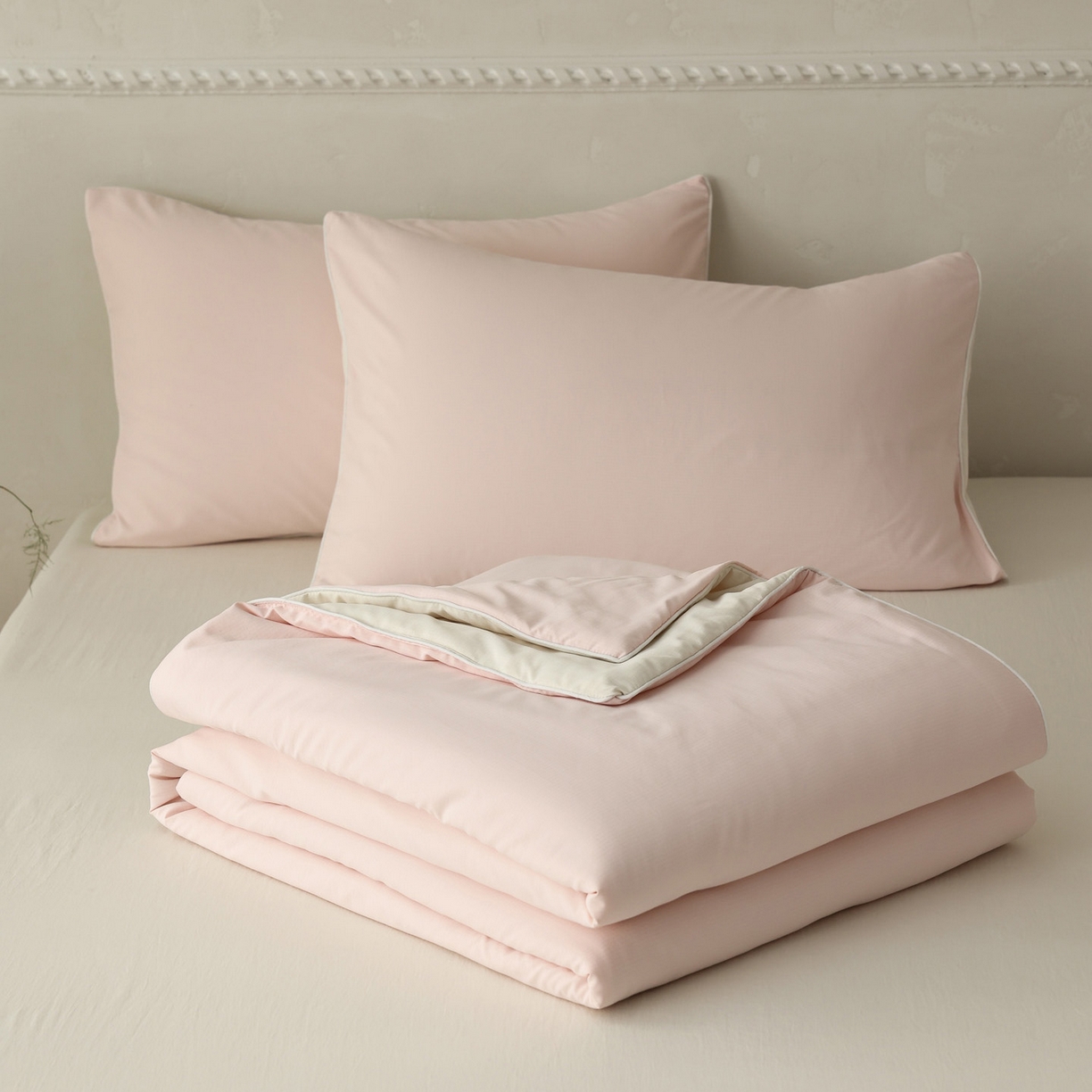 91家纺网 家纺一手货源 找家纺 万盛家纺 2026春夏新款果冻速干夏被夏凉被空调被 暗香粉-米