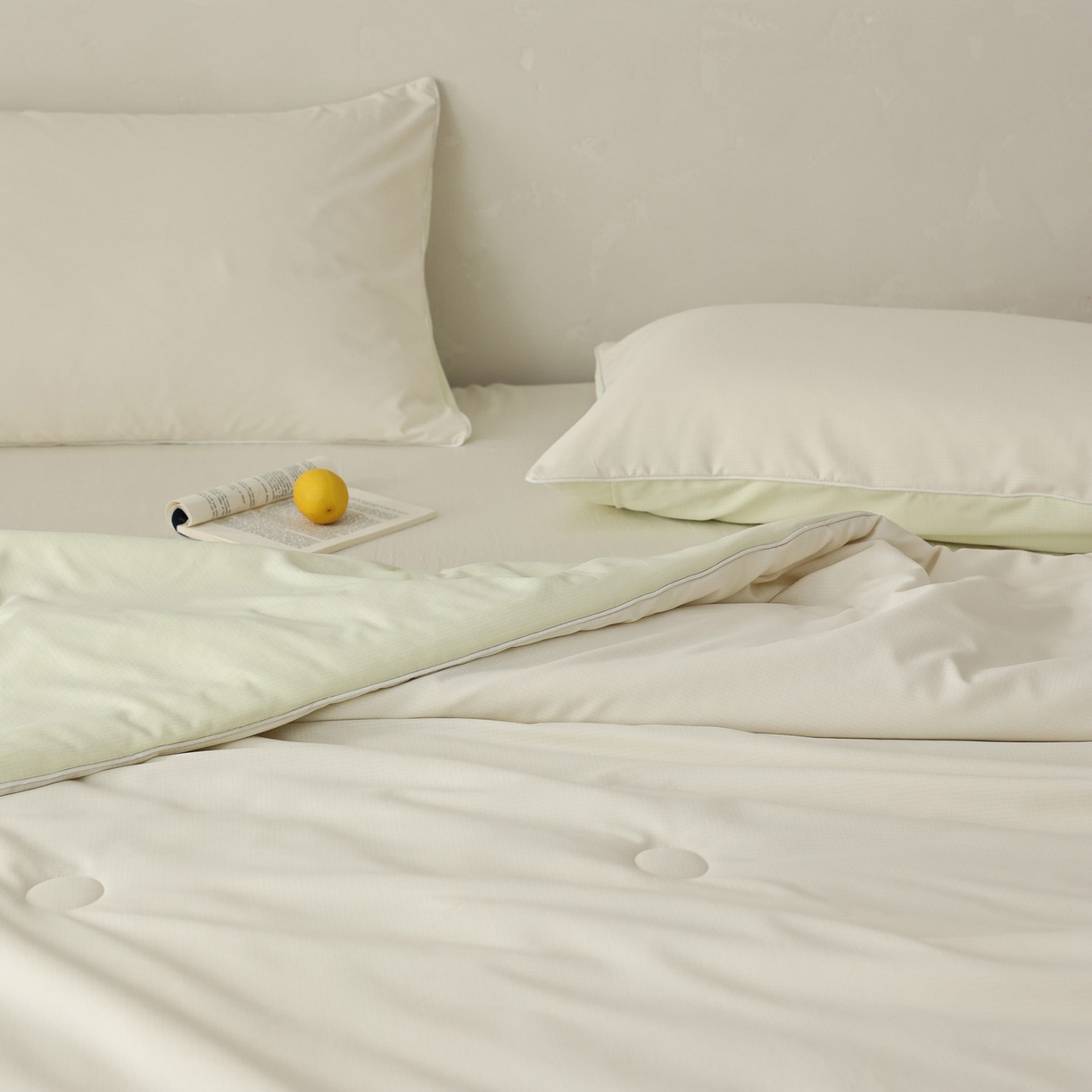 91家纺网 家纺一手货源 找家纺 万盛家纺 2026春夏新款果冻速干夏被夏凉被空调被 糯米黄-绿