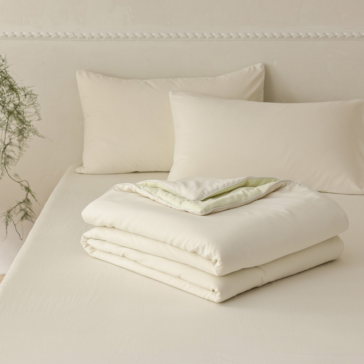 91家纺网 家纺一手货源 找家纺 万盛家纺 2026春夏新款果冻速干夏被夏凉被空调被 糯米黄-绿