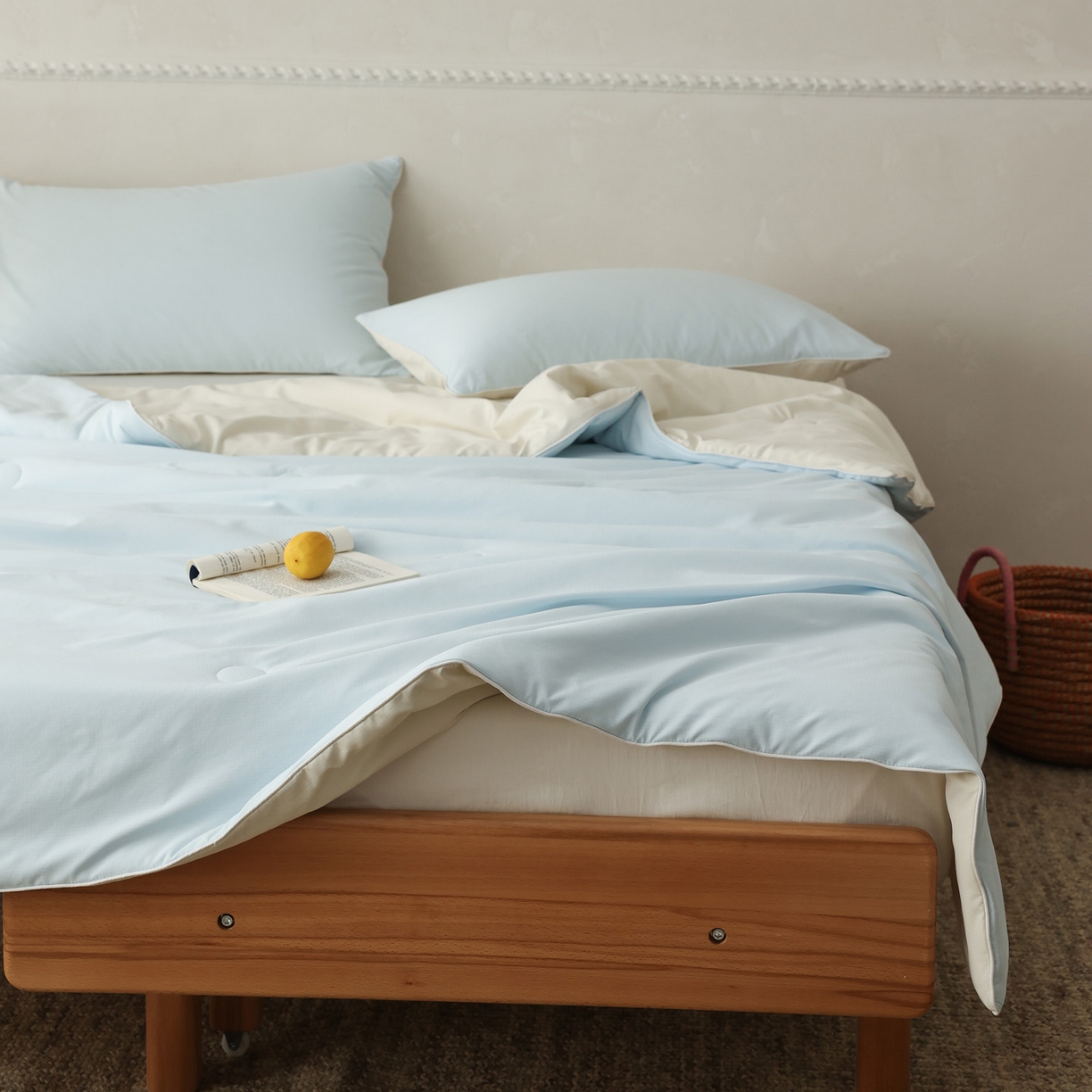 91家纺网 家纺一手货源 找家纺 万盛家纺 2026春夏新款果冻速干夏被夏凉被空调被 星空蓝-米