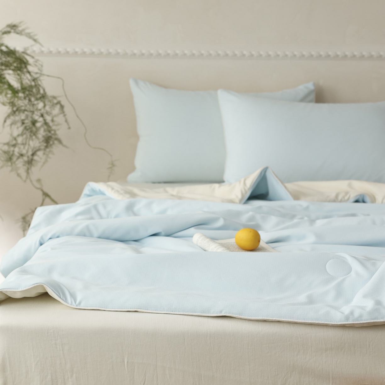 91家纺网 家纺一手货源 找家纺 万盛家纺 2026春夏新款果冻速干夏被夏凉被空调被 星空蓝-米