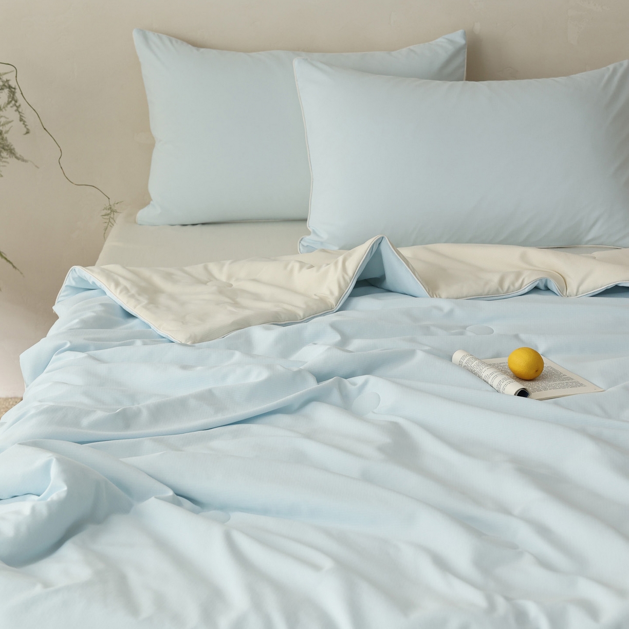 91家纺网 家纺一手货源 找家纺 万盛家纺 2026春夏新款果冻速干夏被夏凉被空调被 星空蓝-米