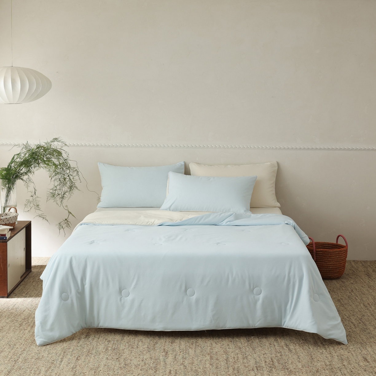 91家纺网 家纺一手货源 找家纺 万盛家纺 2026春夏新款果冻速干夏被夏凉被空调被 星空蓝-米