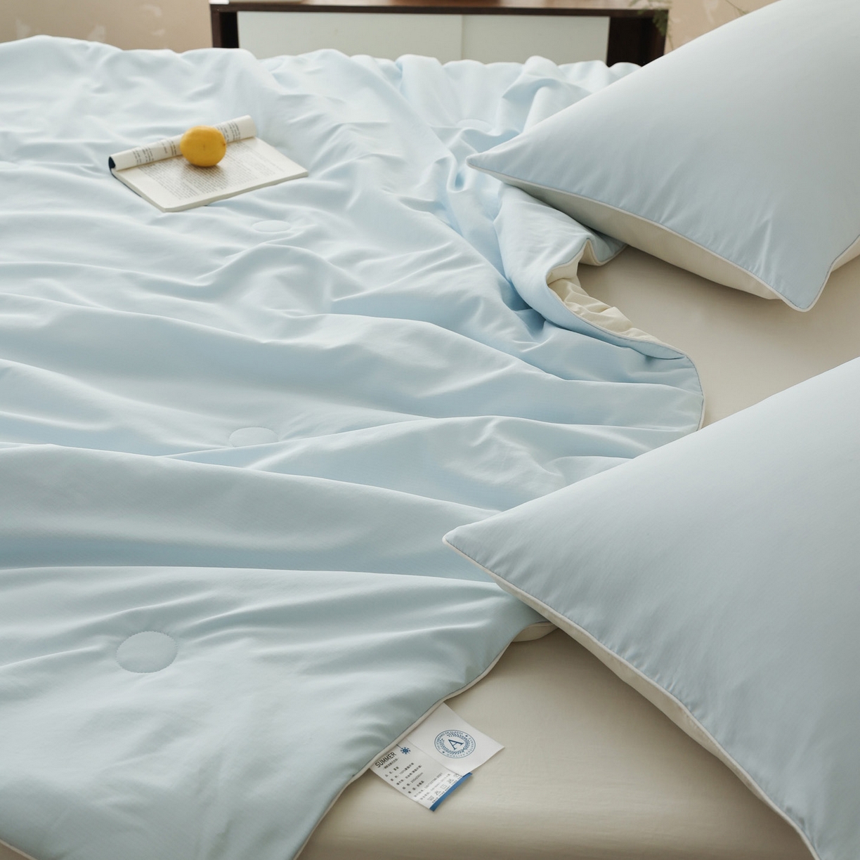 91家纺网 家纺一手货源 找家纺 万盛家纺 2026春夏新款果冻速干夏被夏凉被空调被 星空蓝-米