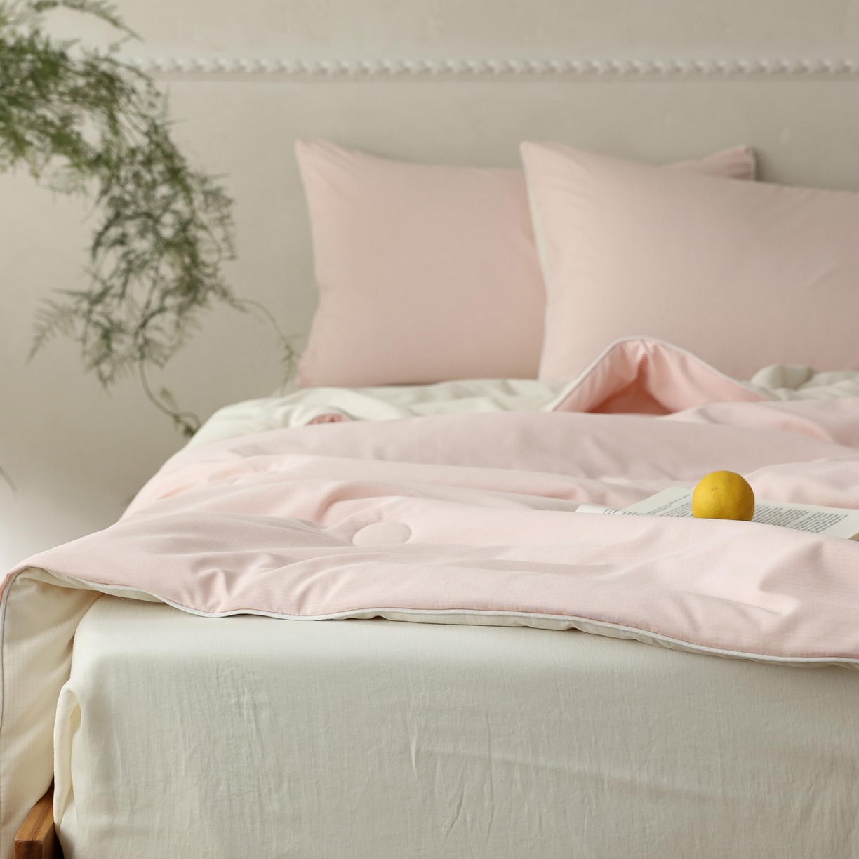 91家纺网 家纺一手货源 找家纺 万盛家纺 2026春夏新款果冻速干夏被夏凉被空调被 暗香粉-米