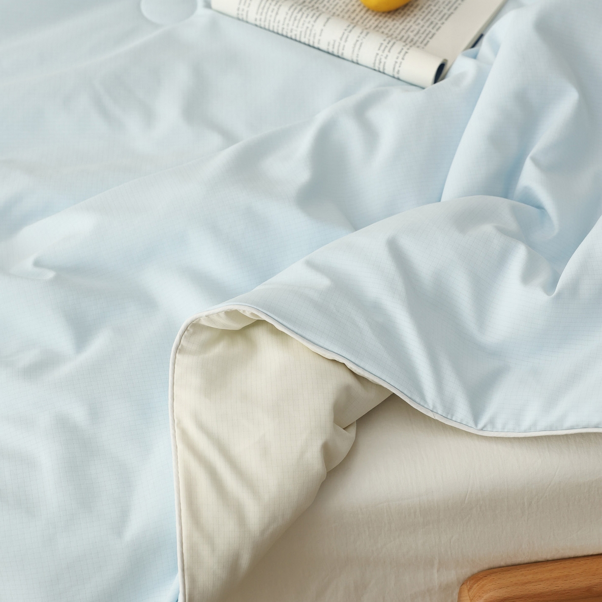 91家纺网 家纺一手货源 找家纺 万盛家纺 2026春夏新款果冻速干夏被夏凉被空调被 星空蓝-米