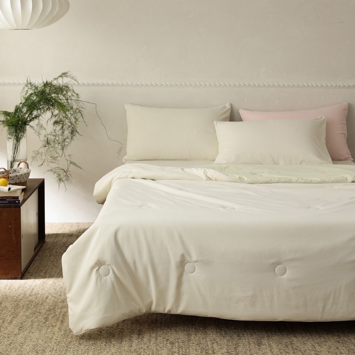 91家纺网 家纺一手货源 找家纺 万盛家纺 2026春夏新款果冻速干夏被夏凉被空调被 糯米黄-绿