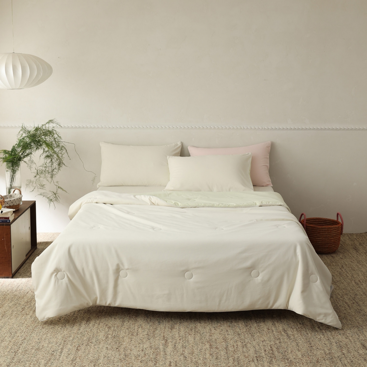 91家纺网 家纺一手货源 找家纺 万盛家纺 2026春夏新款果冻速干夏被夏凉被空调被 糯米黄-绿