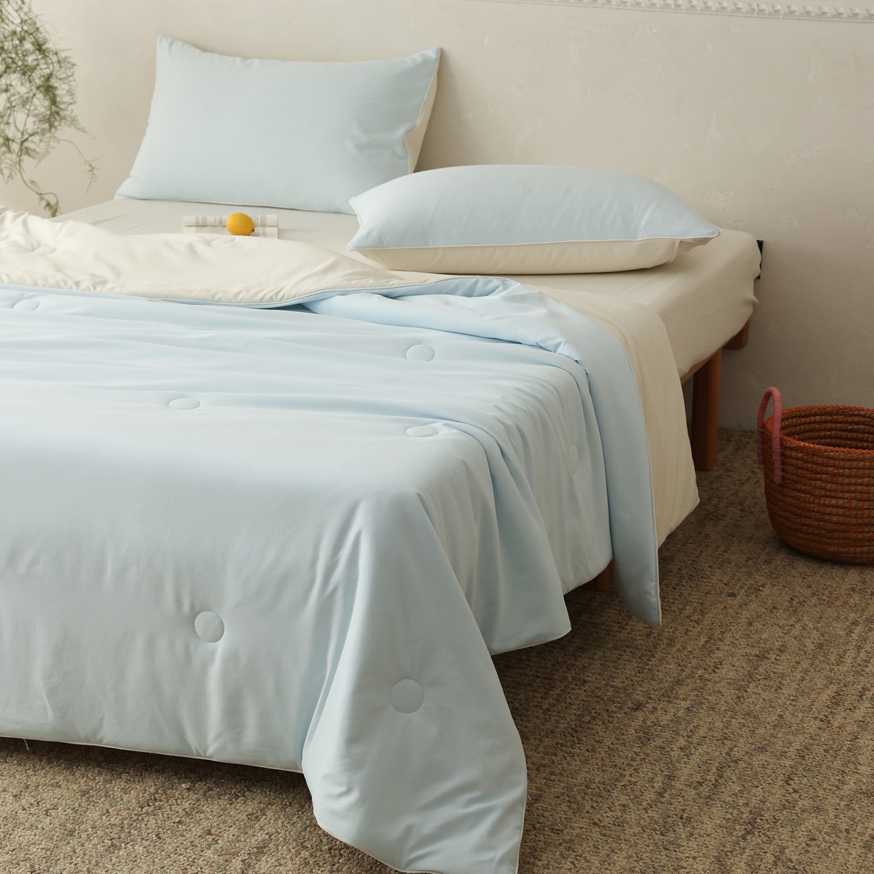 91家纺网 家纺一手货源 找家纺 万盛家纺 2026春夏新款果冻速干夏被夏凉被空调被 星空蓝-米