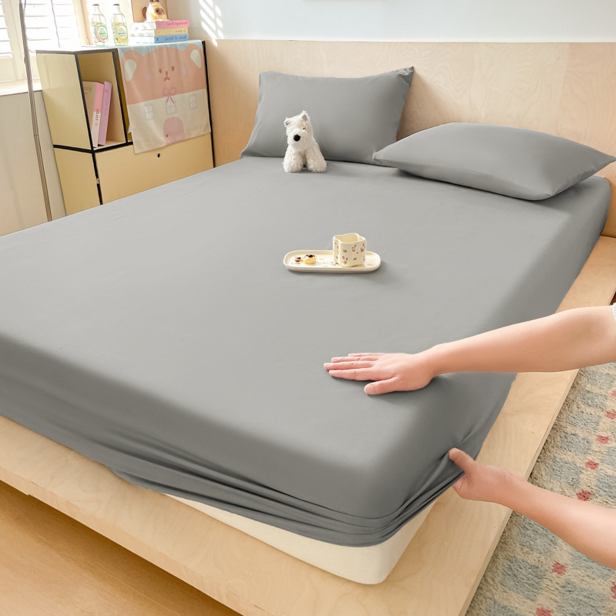 91家纺网 家纺一手货源 找家纺 （总）欧邦 2026春夏新款纯色磨毛单床笠床笠单件单品床笠