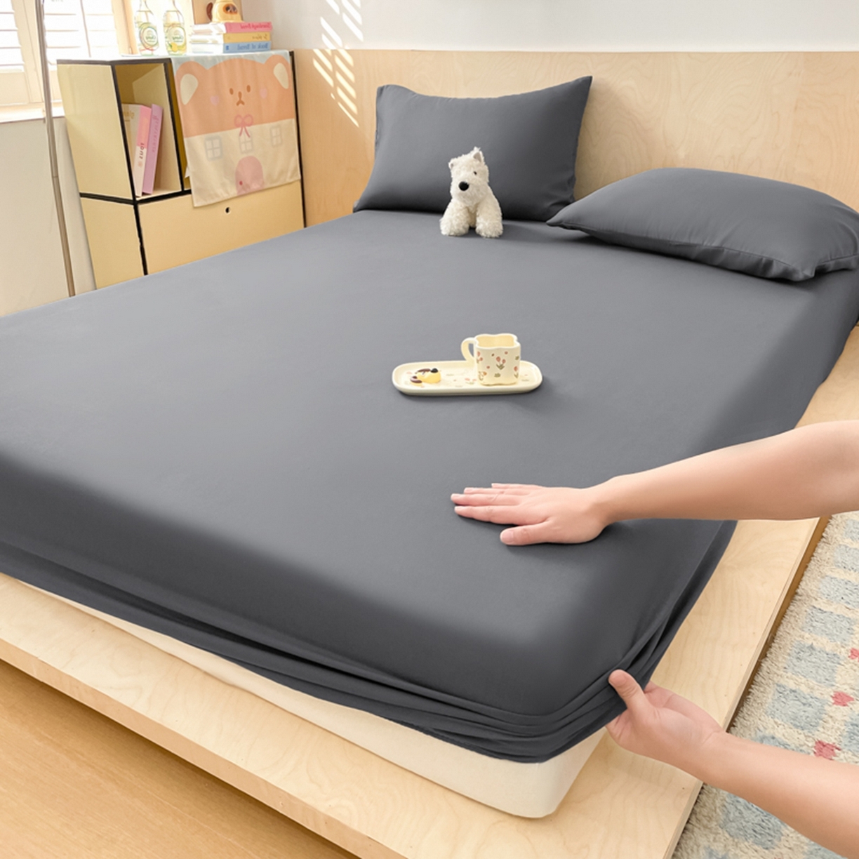 91家纺网 家纺一手货源 找家纺 （总）欧邦 2026春夏新款纯色磨毛单床笠床笠单件单品床笠