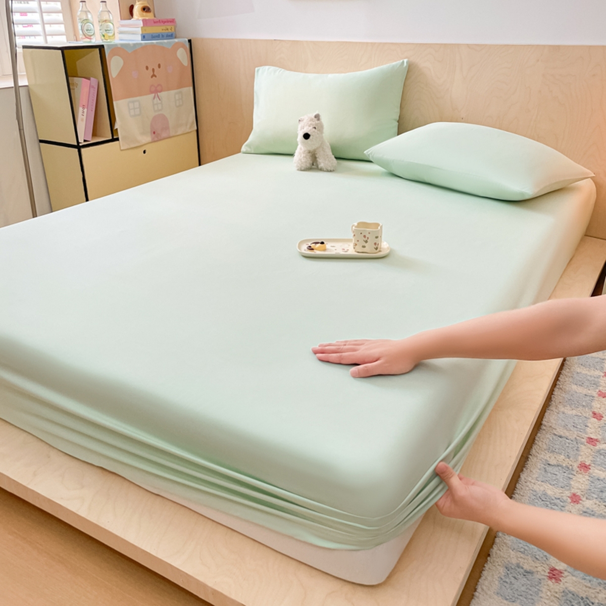 91家纺网 家纺一手货源 找家纺 （总）欧邦 2026春夏新款纯色磨毛单床笠床笠单件单品床笠