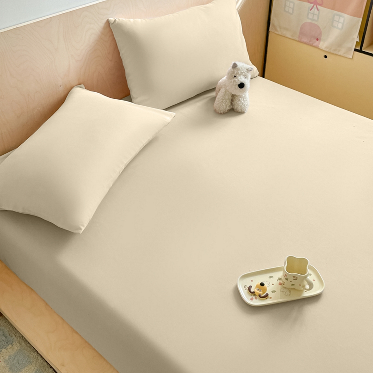 91家纺网 家纺一手货源 找家纺 欧邦 2026春夏新款纯色磨毛单床笠床笠单件单品床笠 磨毛-卡其