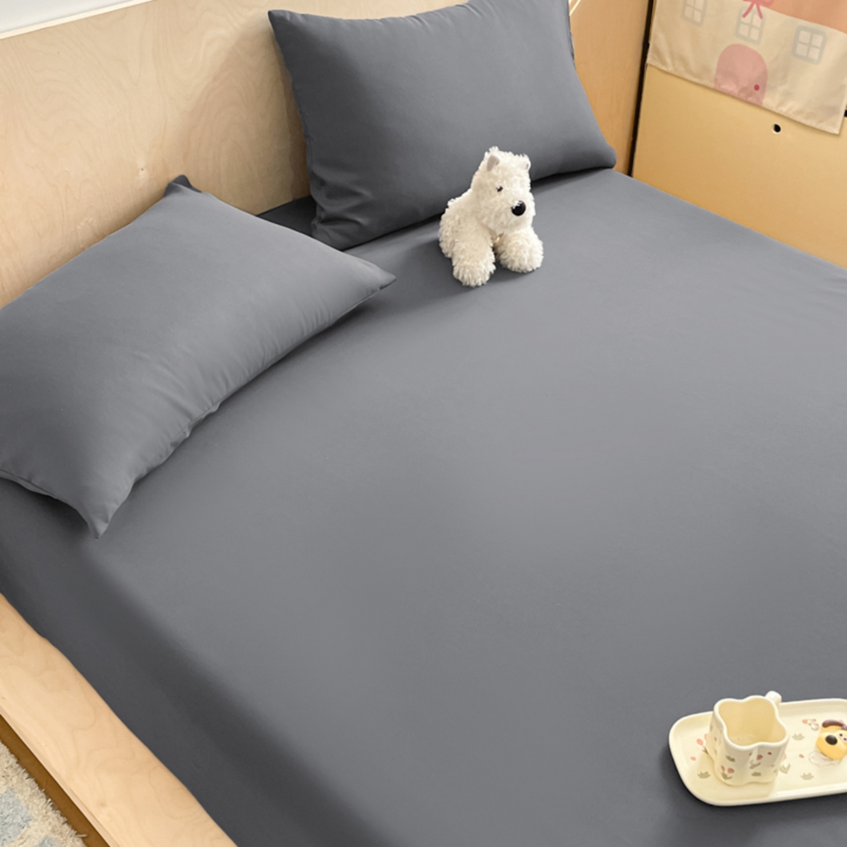 91家纺网 家纺一手货源 找家纺 欧邦 2026春夏新款纯色磨毛单床笠床笠单件单品床笠 磨毛-深灰