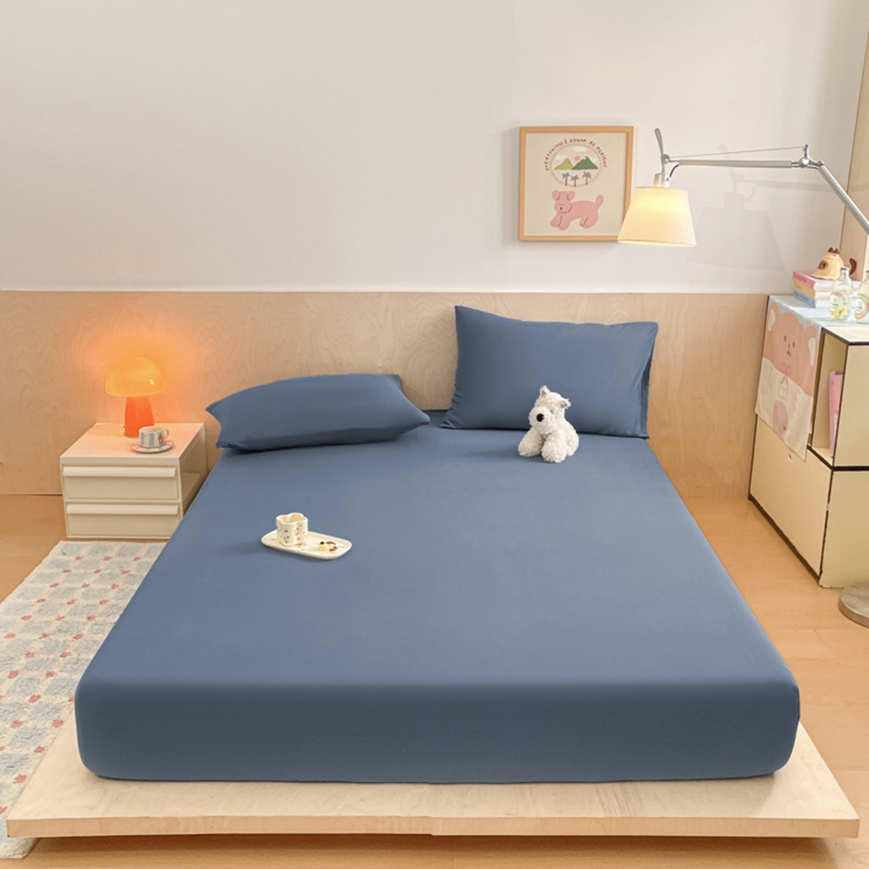 91家纺网 家纺一手货源 找家纺 欧邦 2026春夏新款纯色磨毛单床笠床笠单件单品床笠 磨毛-藏青