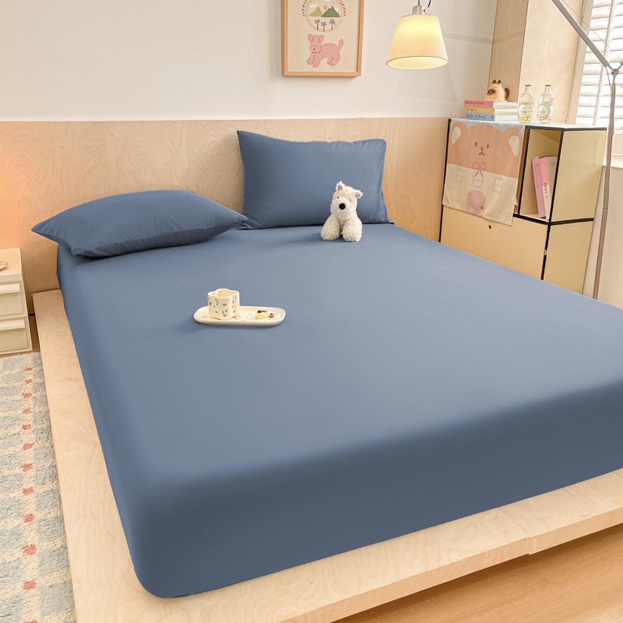 91家纺网 家纺一手货源 找家纺 欧邦 2026春夏新款纯色磨毛单床笠床笠单件单品床笠 磨毛-藏青