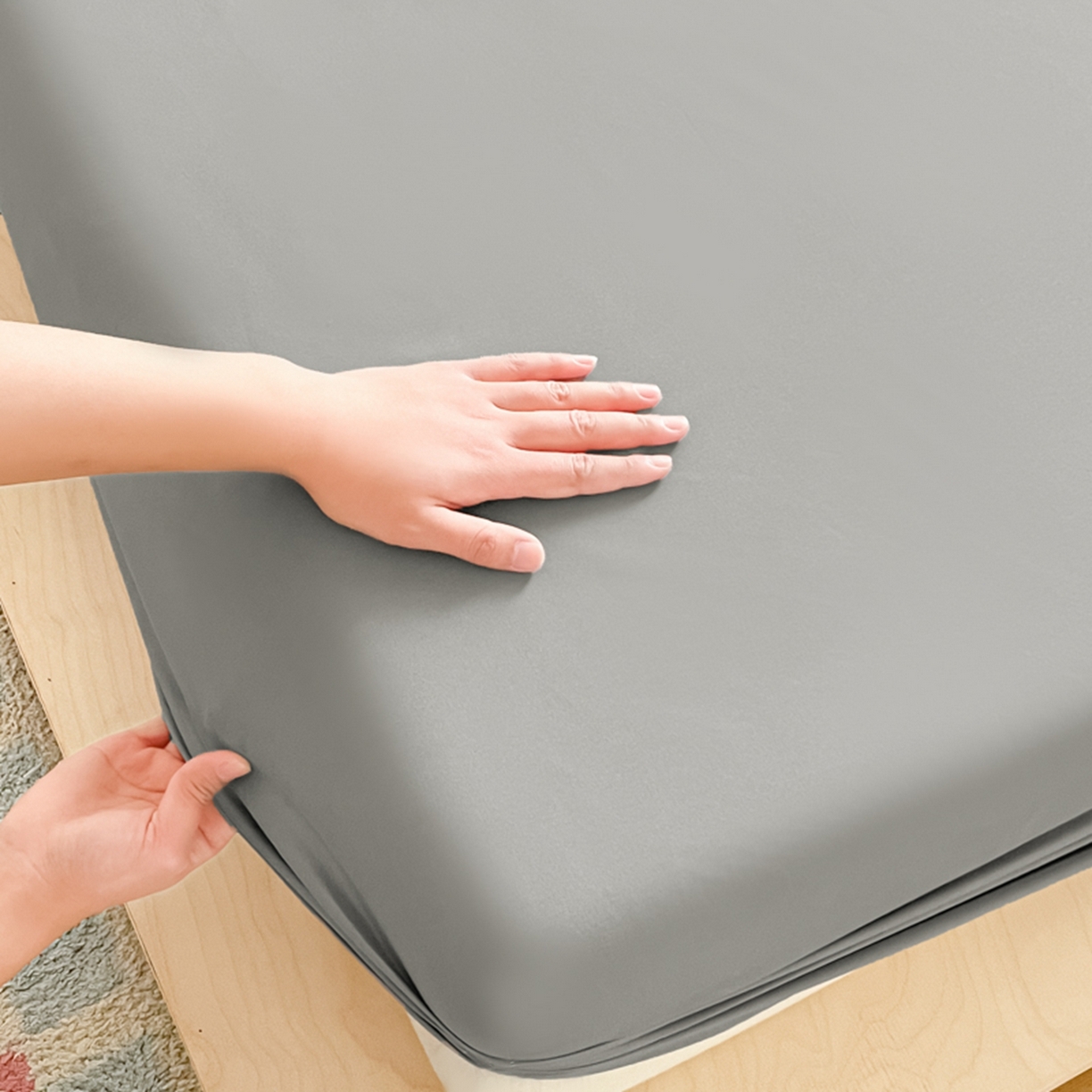 91家纺网 家纺一手货源 找家纺 欧邦 2026春夏新款纯色磨毛单床笠床笠单件单品床笠 磨毛-浅灰