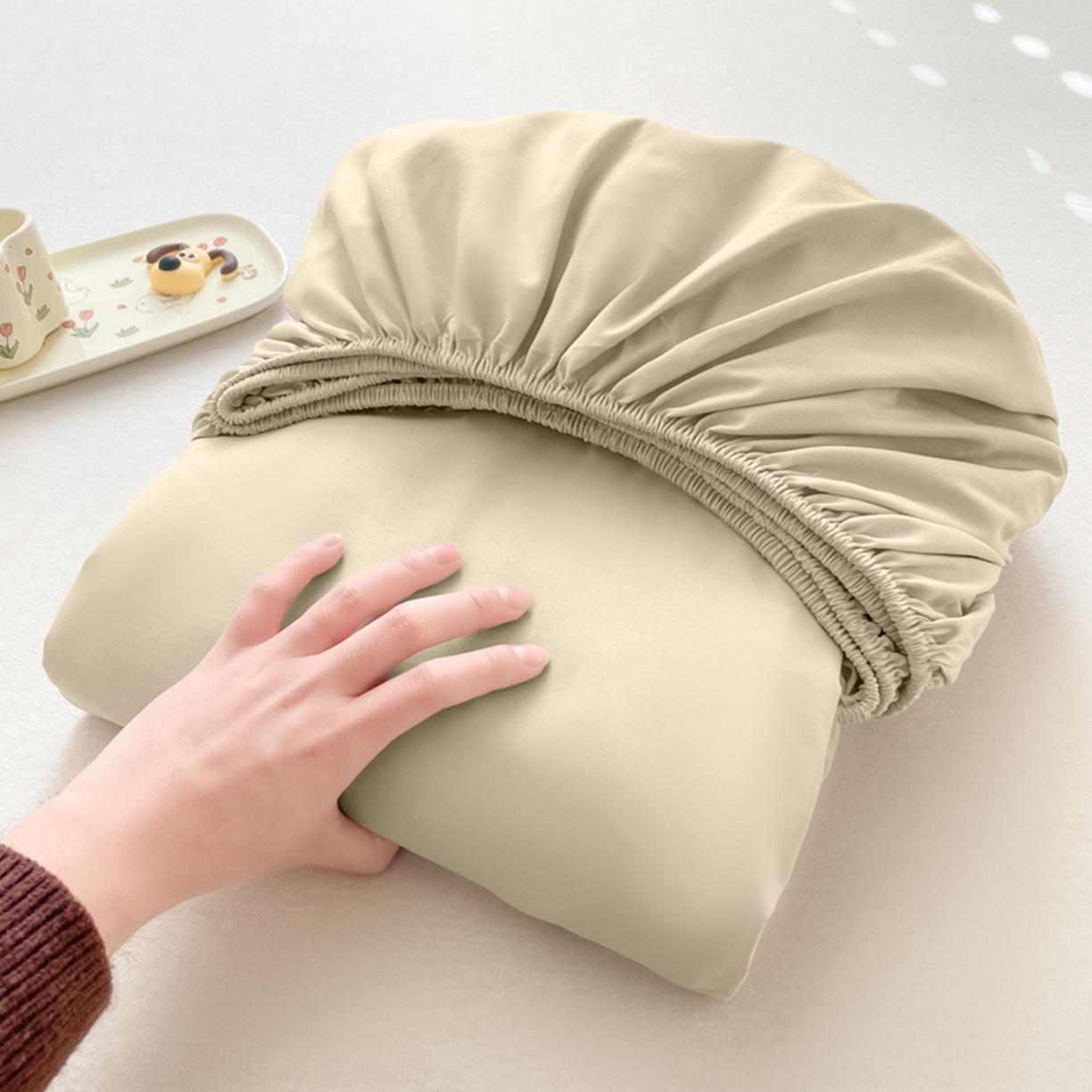 91家纺网 家纺一手货源 找家纺 欧邦 2026春夏新款纯色磨毛单床笠床笠单件单品床笠 磨毛-卡其