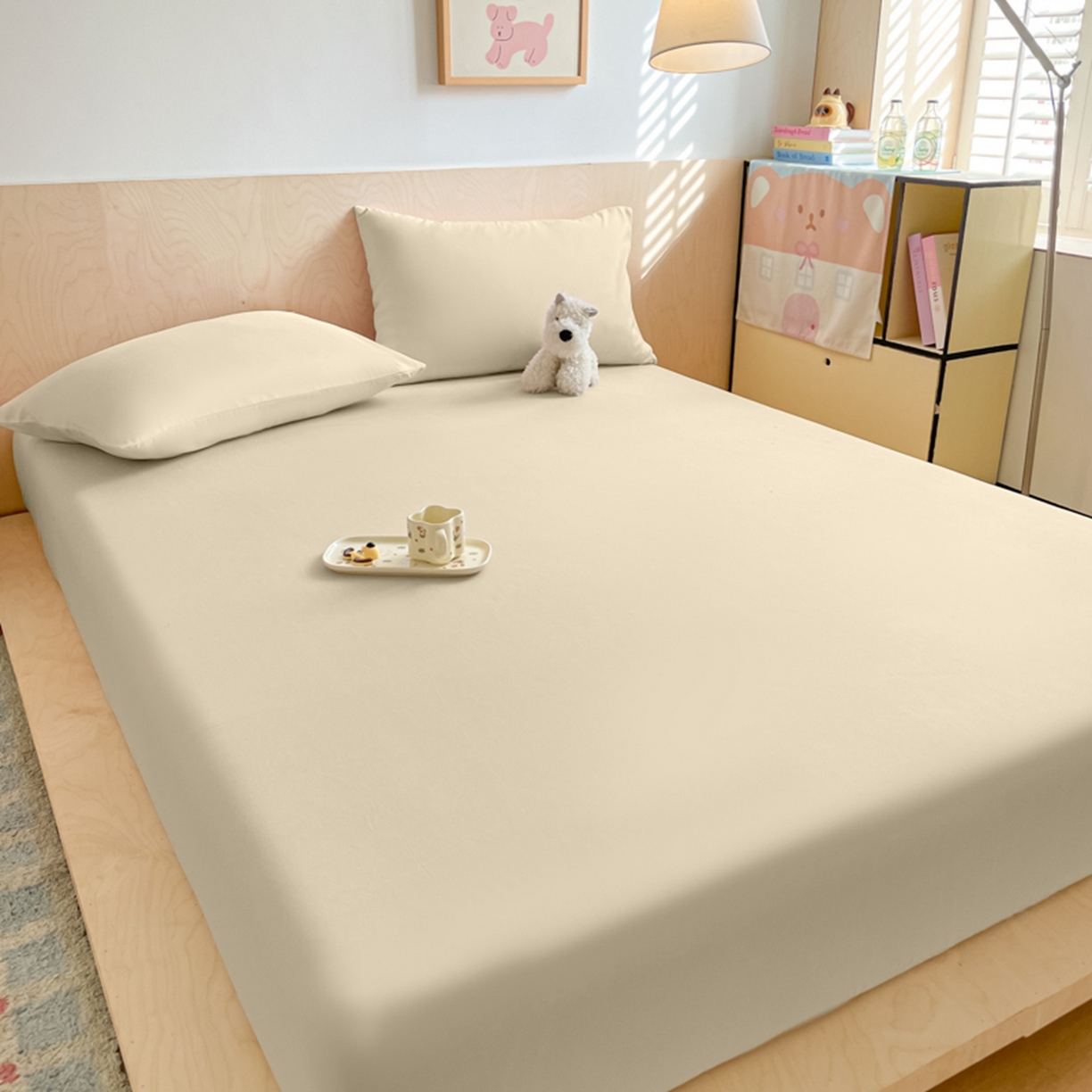 91家纺网 家纺一手货源 找家纺 欧邦 2026春夏新款纯色磨毛单床笠床笠单件单品床笠 磨毛-卡其