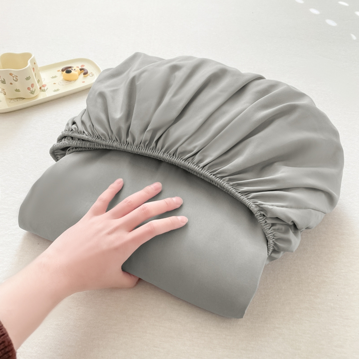 91家纺网 家纺一手货源 找家纺 欧邦 2026春夏新款纯色磨毛单床笠床笠单件单品床笠 磨毛-浅灰