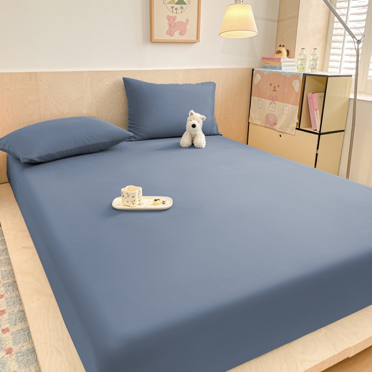 91家纺网 家纺一手货源 找家纺 欧邦 2026春夏新款纯色磨毛单床笠床笠单件单品床笠 磨毛-藏青