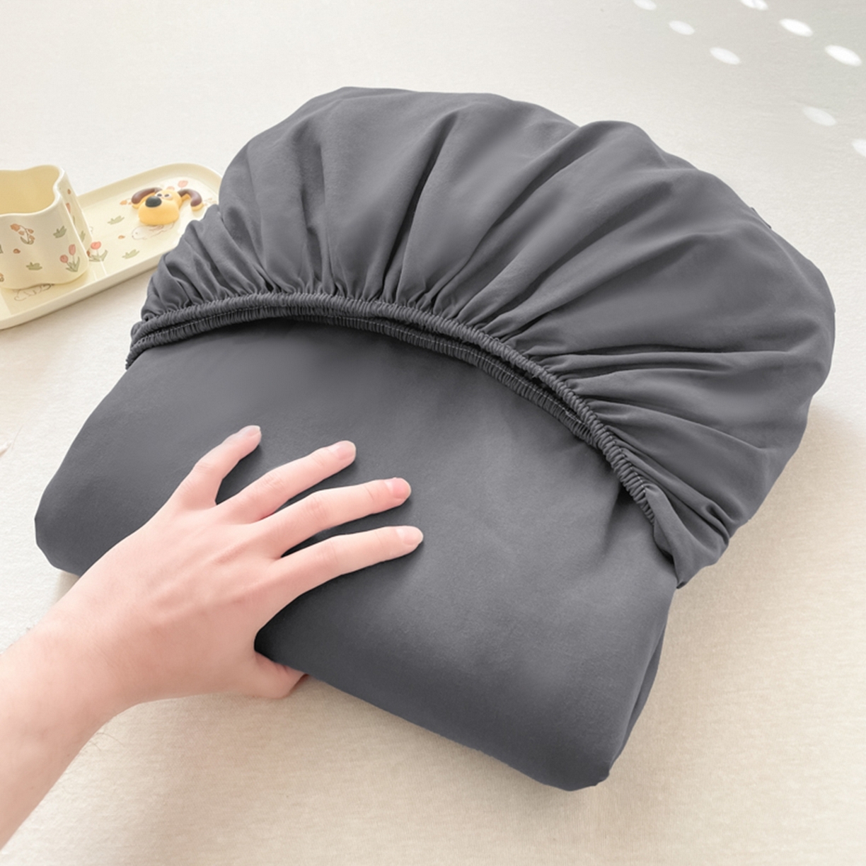 91家纺网 家纺一手货源 找家纺 欧邦 2026春夏新款纯色磨毛单床笠床笠单件单品床笠 磨毛-深灰