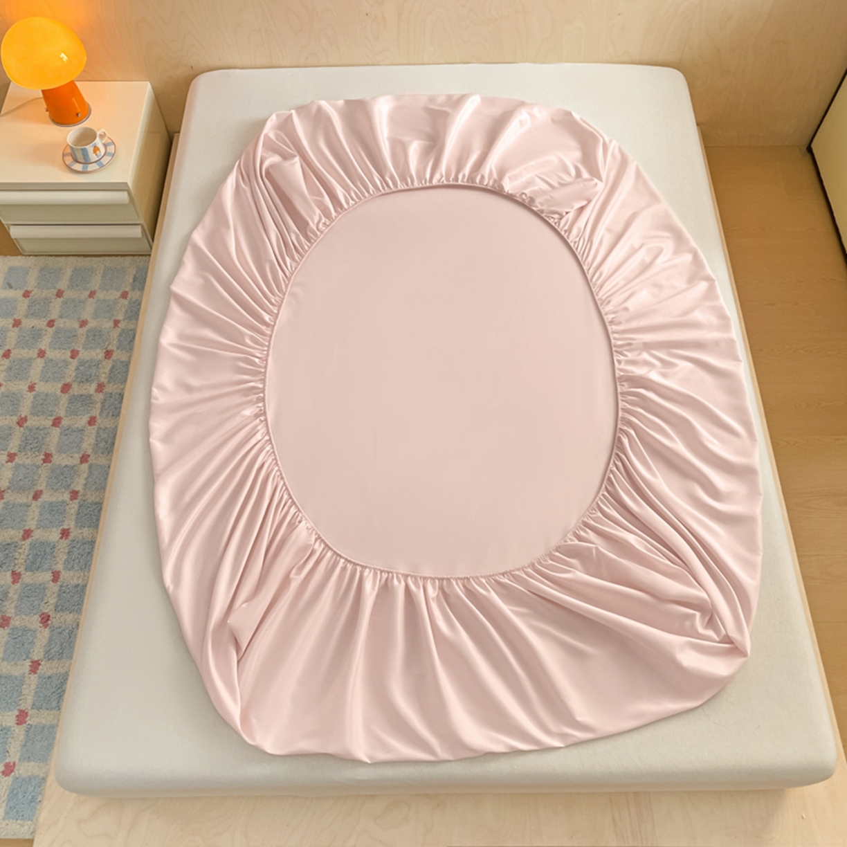 91家纺网 家纺一手货源 找家纺 欧邦 2026春夏新款纯色磨毛单床笠床笠单件单品床笠 磨毛-浅粉