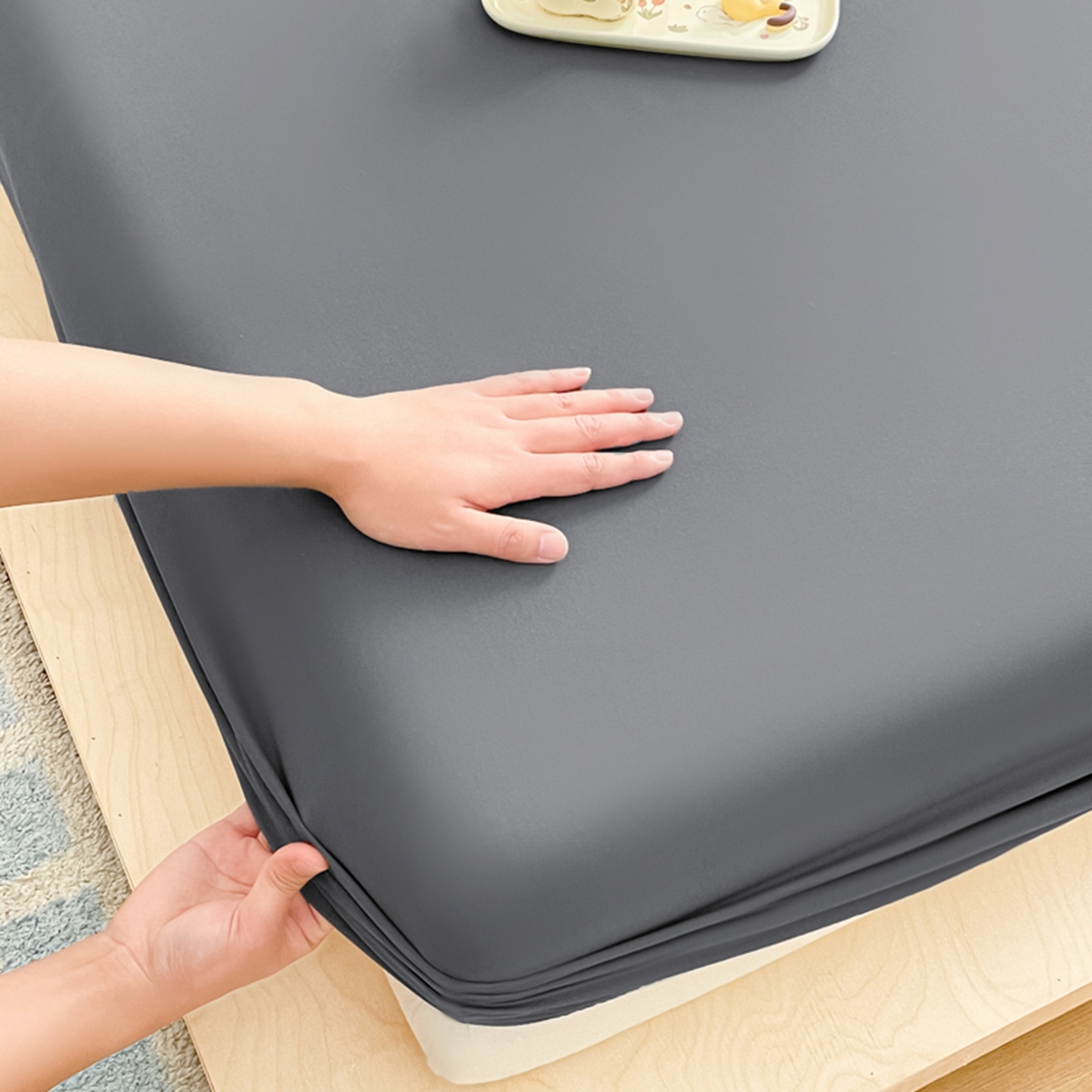 91家纺网 家纺一手货源 找家纺 欧邦 2026春夏新款纯色磨毛单床笠床笠单件单品床笠 磨毛-深灰