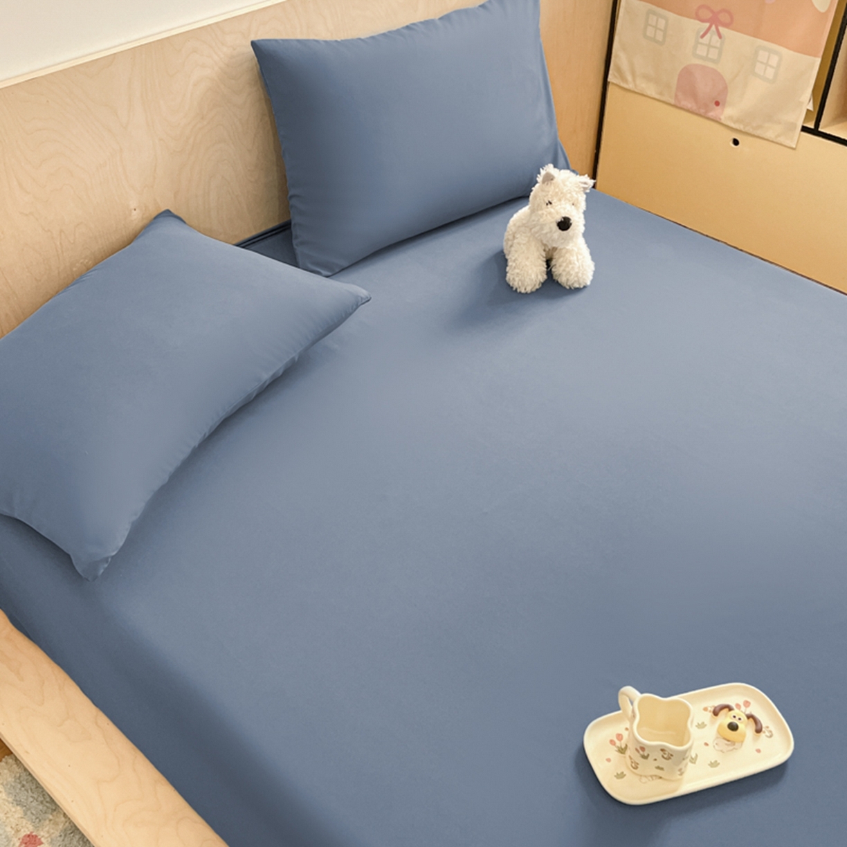 91家纺网 家纺一手货源 找家纺 欧邦 2026春夏新款纯色磨毛单床笠床笠单件单品床笠 磨毛-藏青