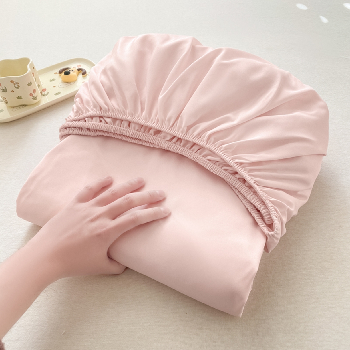 91家纺网 家纺一手货源 找家纺 欧邦 2026春夏新款纯色磨毛单床笠床笠单件单品床笠 磨毛-浅粉