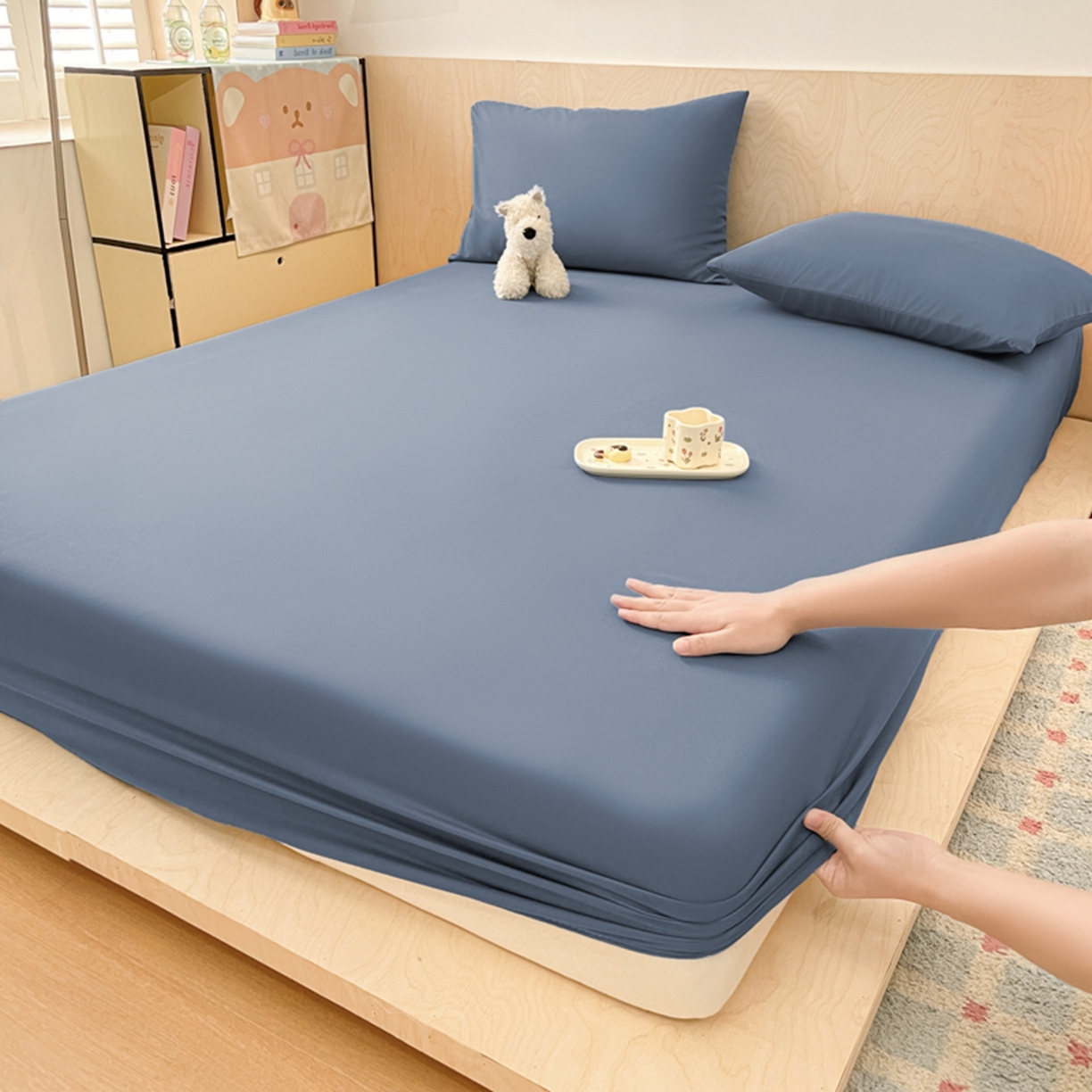 欧邦 2026春夏新款纯色磨毛单床笠床笠单件单品床笠 磨毛-藏青