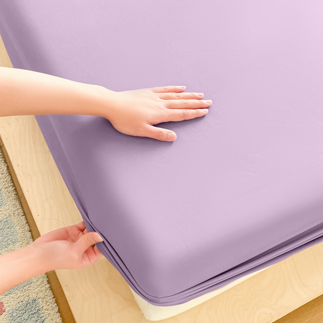 91家纺网 家纺一手货源 找家纺 欧邦 2026春夏新款纯色磨毛单床笠床笠单件单品床笠 磨毛-紫色