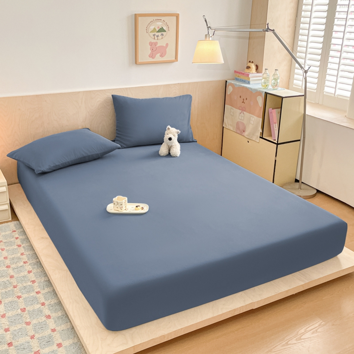 91家纺网 家纺一手货源 找家纺 欧邦 2026春夏新款纯色磨毛单床笠床笠单件单品床笠 磨毛-藏青