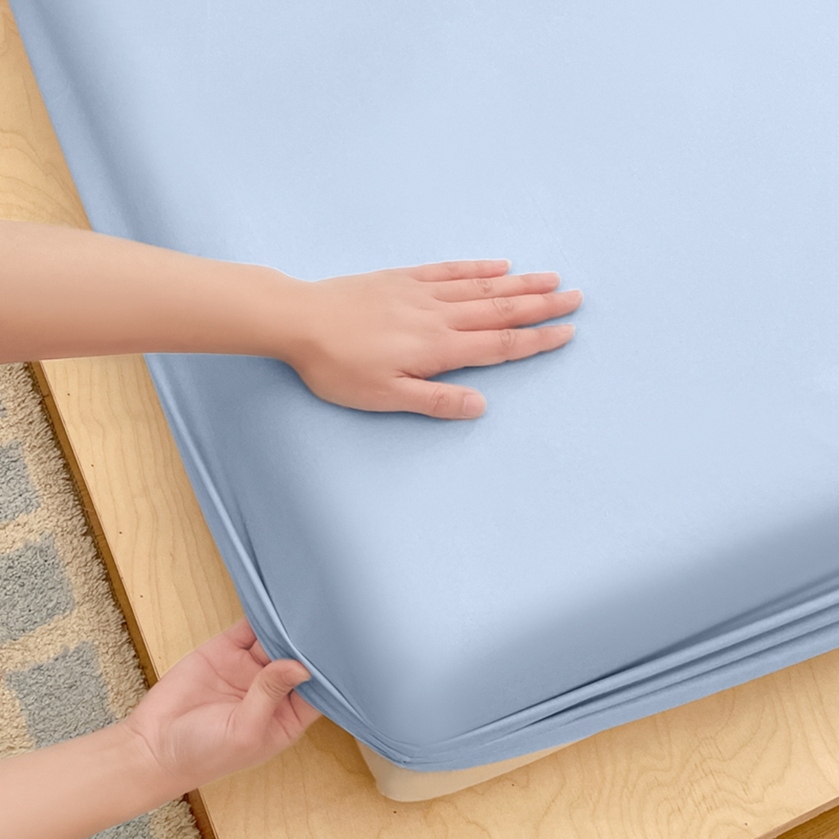 91家纺网 家纺一手货源 找家纺 欧邦 2026春夏新款纯色磨毛单床笠床笠单件单品床笠 磨毛-天蓝