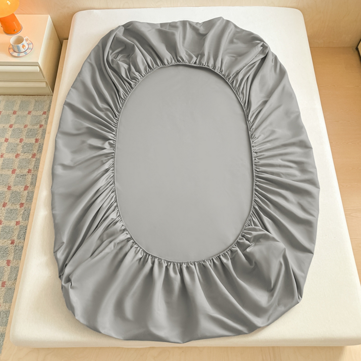 91家纺网 家纺一手货源 找家纺 欧邦 2026春夏新款纯色磨毛单床笠床笠单件单品床笠 磨毛-浅灰