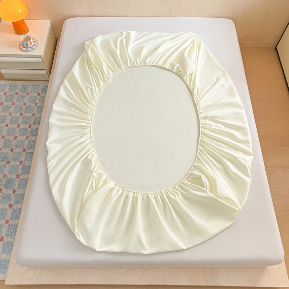 91家纺网 家纺一手货源 找家纺 欧邦 2026春夏新款纯色磨毛单床笠床笠单件单品床笠 磨毛-米白