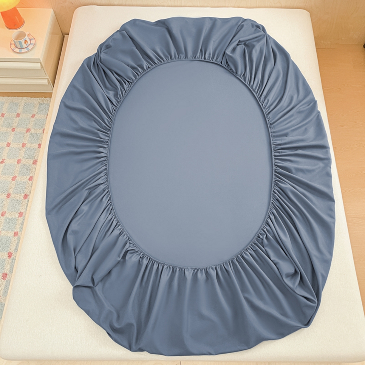 91家纺网 家纺一手货源 找家纺 欧邦 2026春夏新款纯色磨毛单床笠床笠单件单品床笠 磨毛-藏青