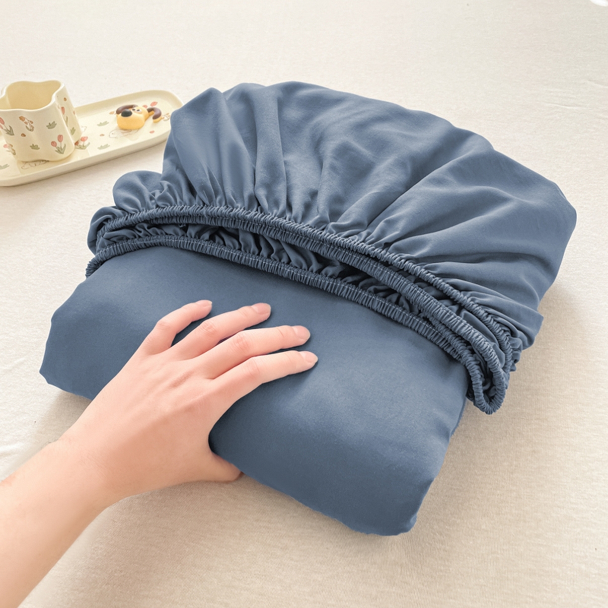 91家纺网 家纺一手货源 找家纺 欧邦 2026春夏新款纯色磨毛单床笠床笠单件单品床笠 磨毛-藏青