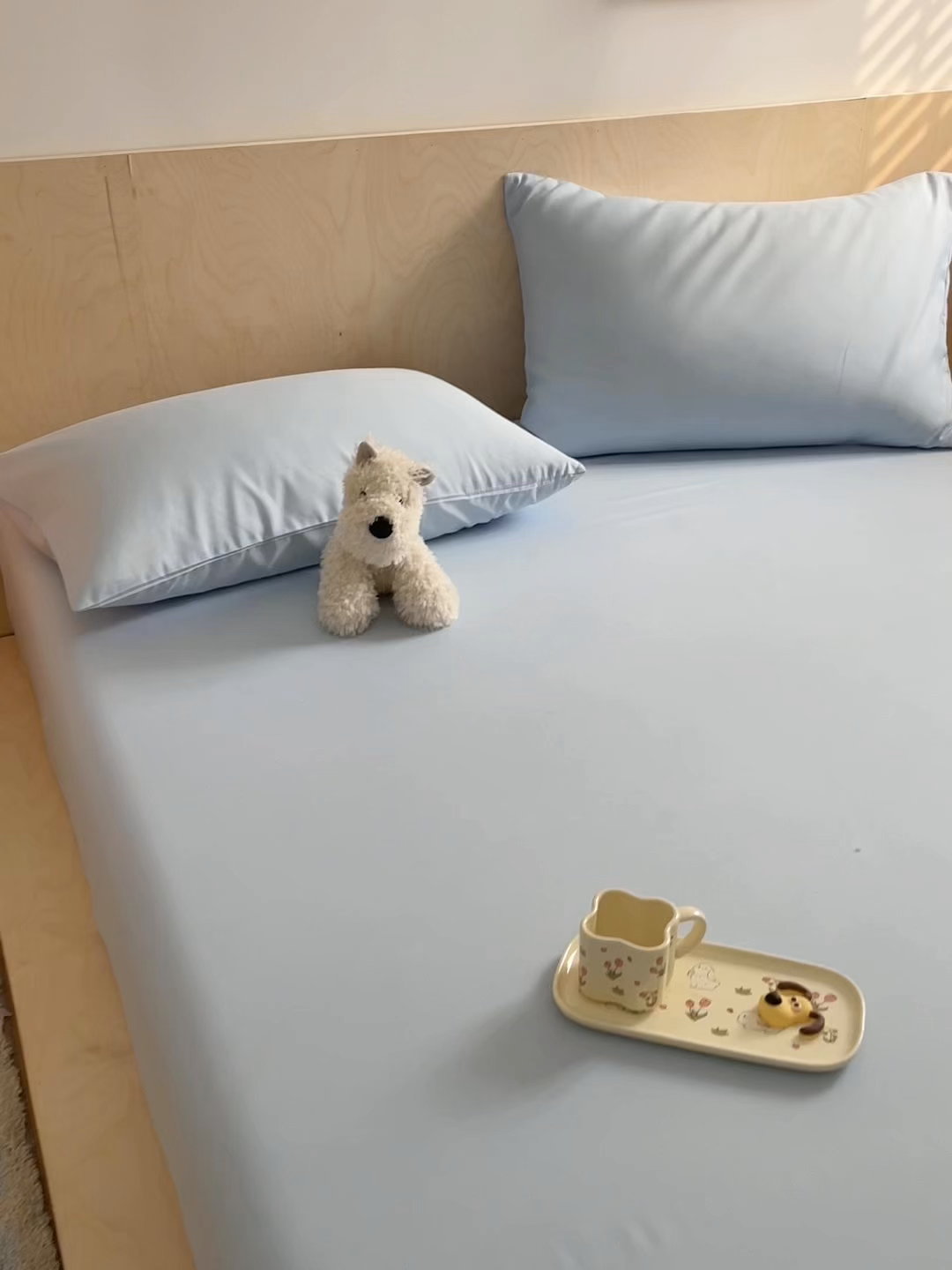 91家纺网 家纺一手货源 找家纺 欧邦 2026春夏新款纯色磨毛单床笠床笠单件单品床笠 磨毛-天蓝