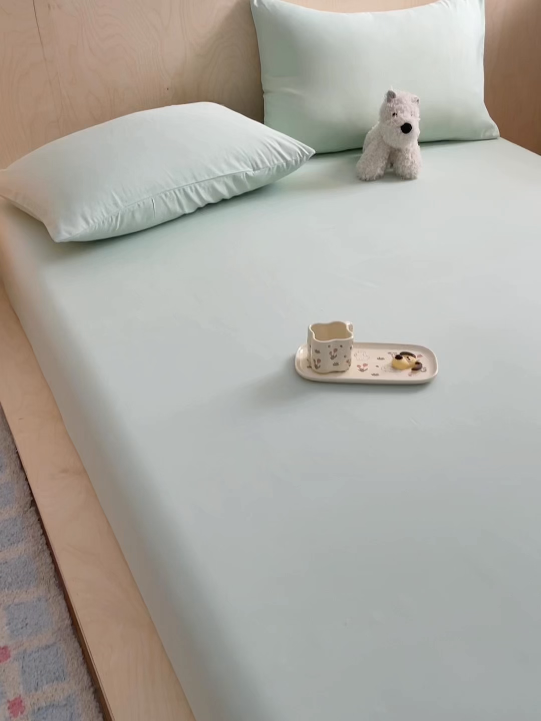 91家纺网 家纺一手货源 找家纺 欧邦 2026春夏新款纯色磨毛单床笠床笠单件单品床笠 磨毛-浅绿