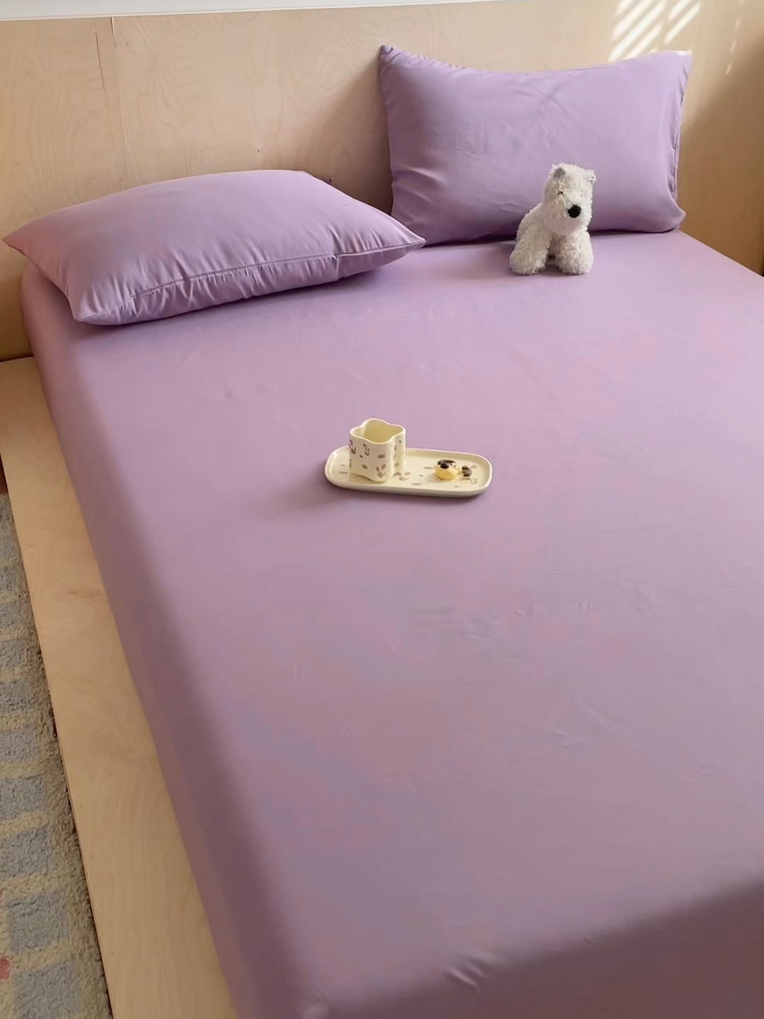 91家纺网 家纺一手货源 找家纺 欧邦 2026春夏新款纯色磨毛单床笠床笠单件单品床笠 磨毛-紫色