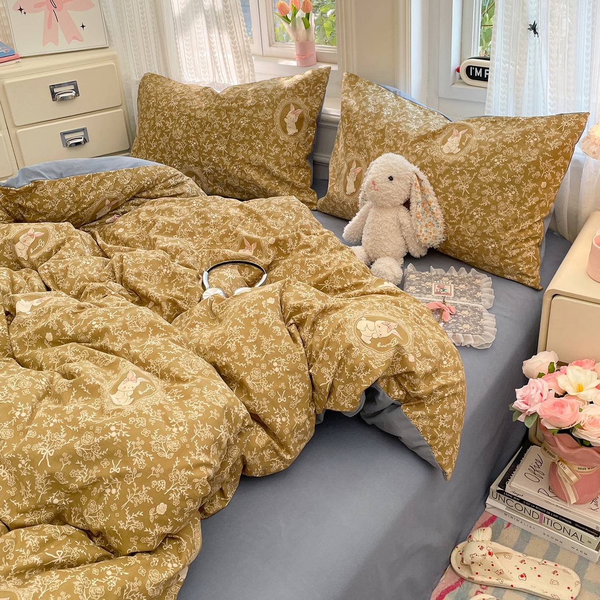 91家纺网 家纺一手货源 找家纺 瑞禾家纺 2026新款古法水洗四件套下载文件包含买家秀 焦糖花影